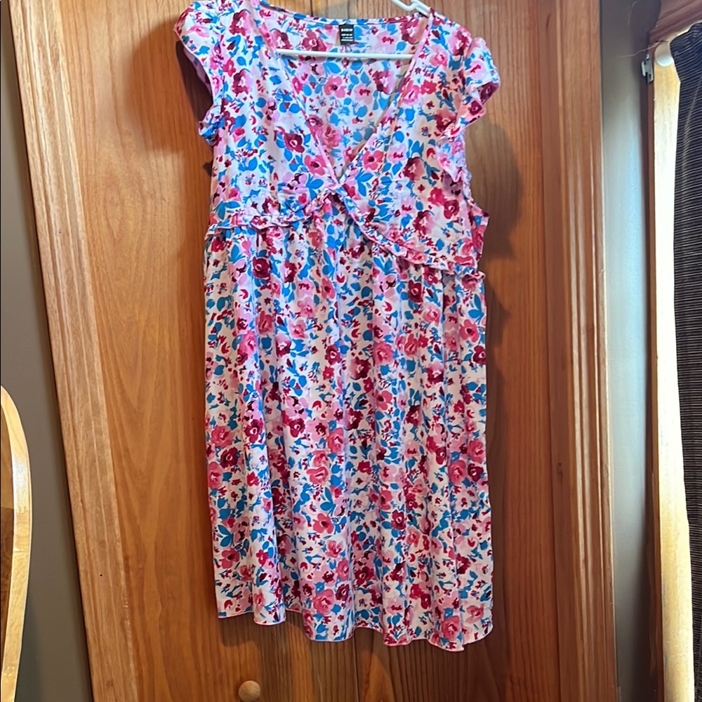 Floral Dress - Pink and Blue